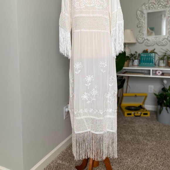 NWOT White Fringe Dress - Picture 8 of 12